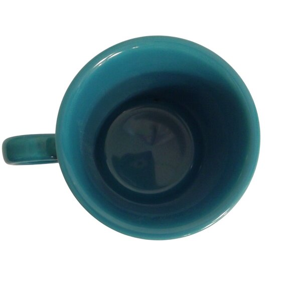 Fiesta Ware HLC USA Coffee Mug O-ring handle Turquoise Peacock Blue Ceramic cup - Picture 3 of 5